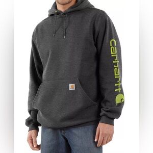 Carhartt Men's K288 Loose Fit Midweight Logo Sleeve Graphic Hoodie medium gray